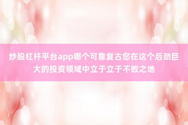 炒股杠杆平台app哪个可靠复古您在这个后劲巨大的投资领域中立于立于不败之地