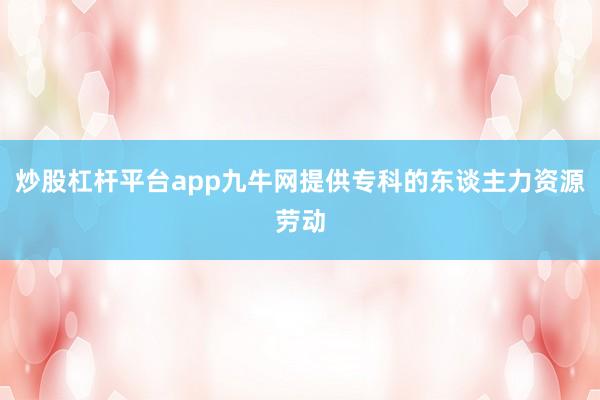 炒股杠杆平台app九牛网提供专科的东谈主力资源劳动