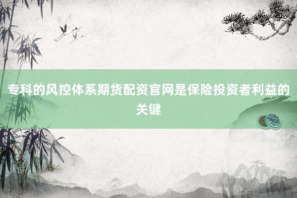 专科的风控体系期货配资官网是保险投资者利益的关键