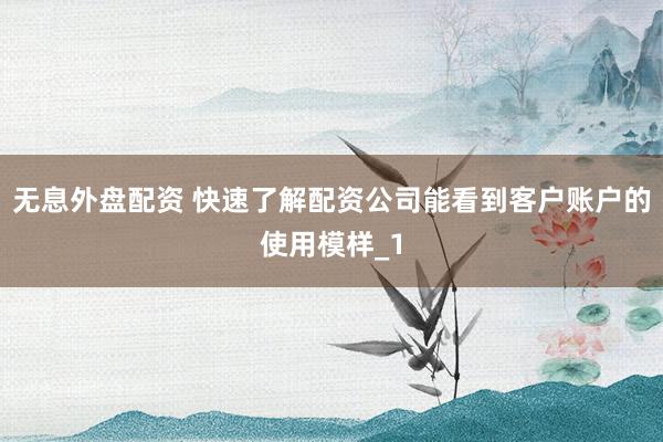 无息外盘配资 快速了解配资公司能看到客户账户的使用模样_1